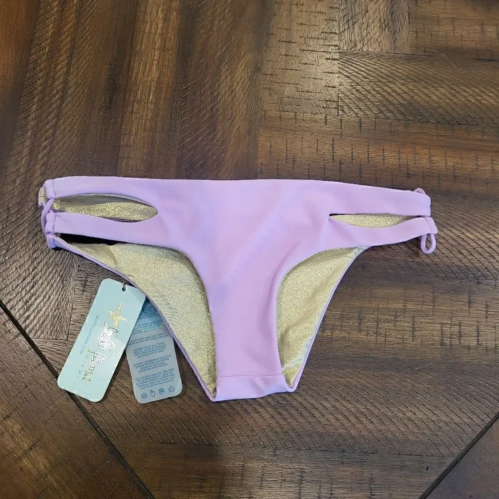 Reversable bikini bottom purple and glittery gold! NWT - XS